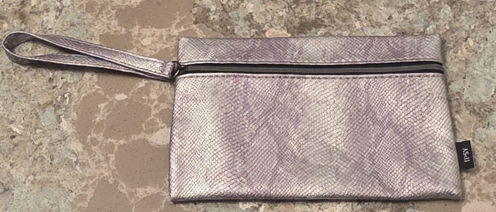 IPSY November 2024 Silver Snake Skin Makeup Pouch Glam Bag